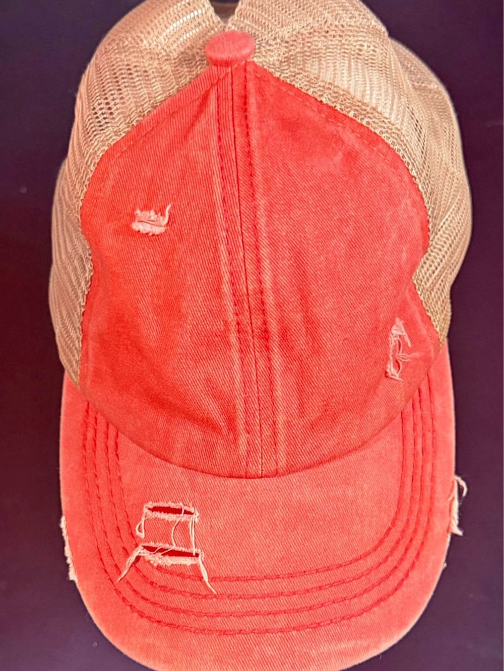 Womens C.C. Cross cross high ponytail Distressed Coral Mesh distressed pink/beig